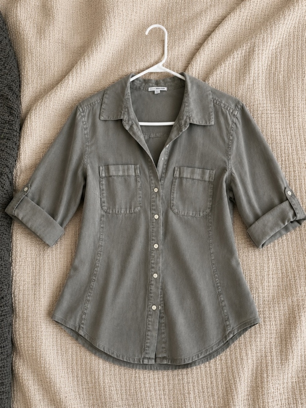 JAMES PERSE LINEN COTTON BUTTON DOWN IN SOFT DISTRESSED FADE - sz 4/XL